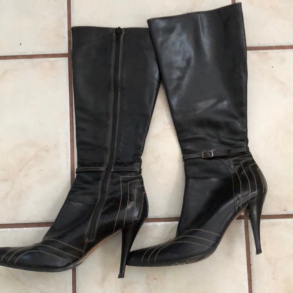 Charles David Shoes - Charles David Black Leather High-Heel Knee Boots
